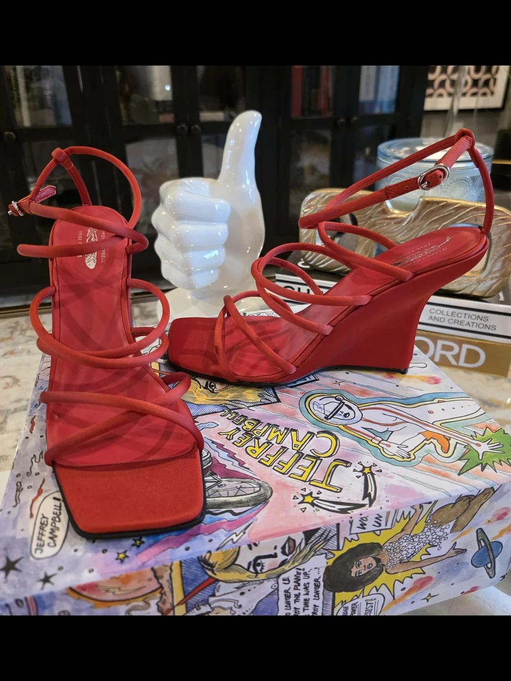 Jeffrey Campbell Red Strappy Wedge Sandals